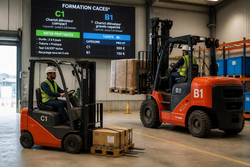 découvrez tout sur le caces c1 : détails pratiques, tarifs, et spécificités des catégories b1 et c1b pour bien préparer votre certification.